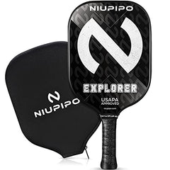 niupipo Explorer Pickleball Paddle - Fiberglass, USA Approved Professional Pickleball Paddles, Polypropylene Honeycomb Core, Ultra Cushion, 4.5″ Grip Size, Mid-Weight with Cover, for Advanced Players