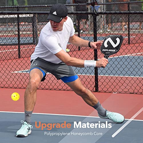 niupipo Explorer Pickleball Paddle - Fiberglass, USA Approved Professional Pickleball Paddles, Polypropylene Honeycomb Core, Ultra Cushion, 4.5″ Grip Size, Mid-Weight with Cover, for Advanced Players