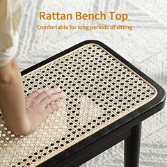 Fancyarn Solid Oak Woven Bench