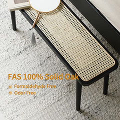 Fancyarn Solid Oak Woven Bench